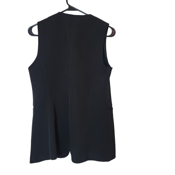 Zara Open Front Black Vest Small Glen Lined Minimalist Old Money Business READ! - Picture 2 of 10